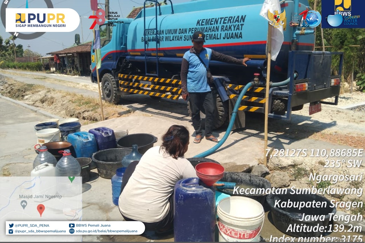 Bantuan Air Bersih BBWS Pemali Juana ke Desa Ngargosari, Kec. Sumberlawang, Kab. Sragen